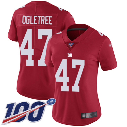 Men New York Giants 47 Alec Ogletree Red Limited Red Inverted Legend 100th Season Football NFL Jersey